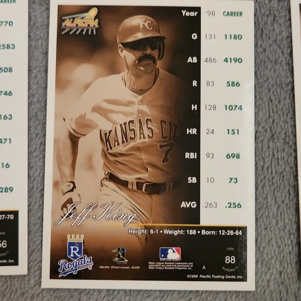 Vintage 1999 Pacific Aurora Baseball Trading Card Lot